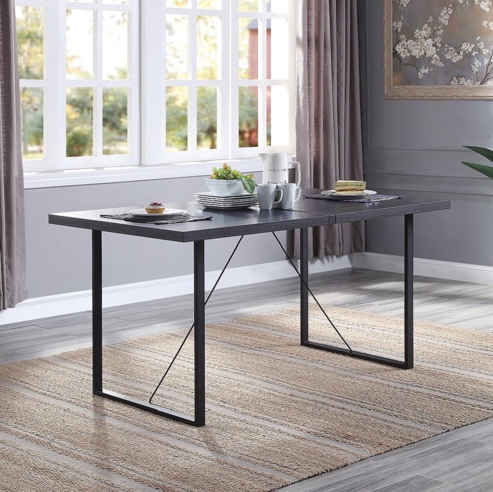 Dining table with unique metal inserts Nakula -  Gray Oak