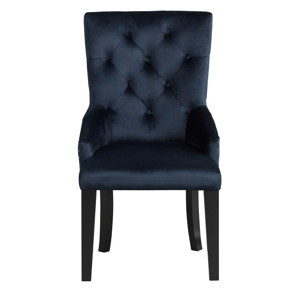 Varian Velvet Button Tufted Chair with Nailhead Trim - Navy