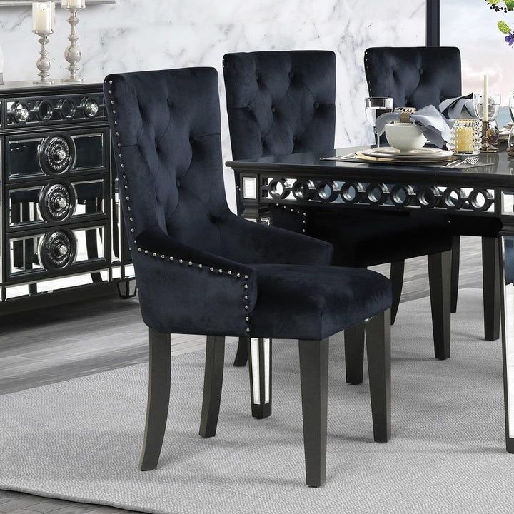Velvet Button Tufted Dining Chair - Navy