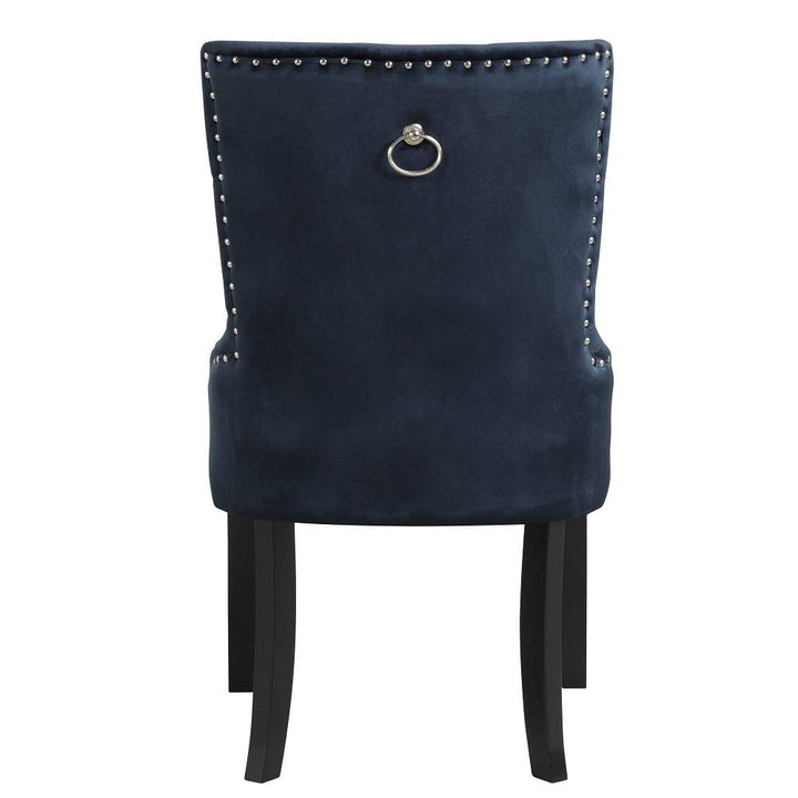 Nailhead Trim Velvet Button Tufted Chair - Navy