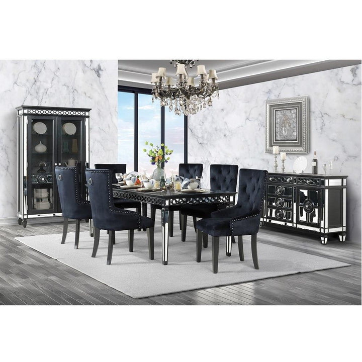 Low sloped armrest Velvet Button Tufted Chair - Navy