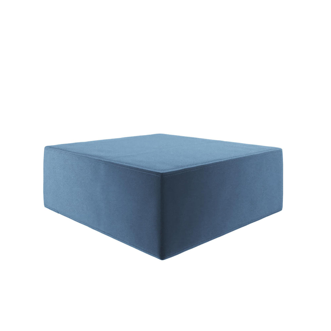 The Flower Ottoman Pouf Comfort Floor Seat and Footrest with Velour Fabric - Indigo Blue