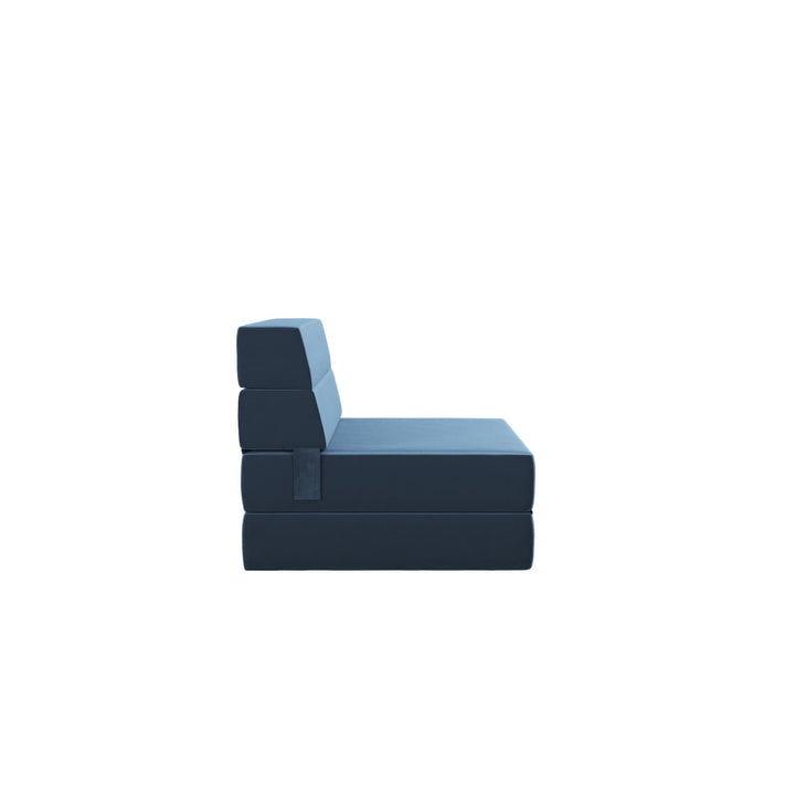 The Flower Modular Chair and Lounger Bed with 5-in-1 Design and Velour Fabric - Indigo Blue Velour