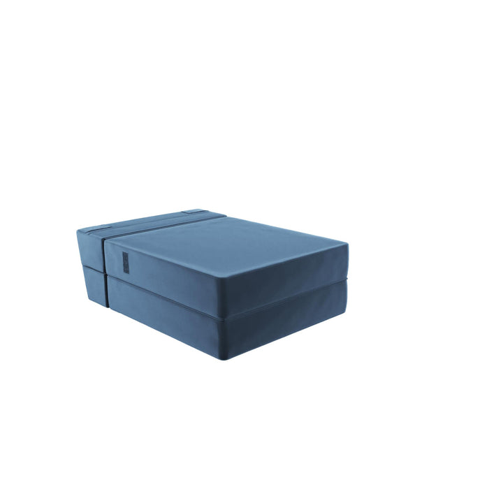 The Flower Modular Chair and Lounger Bed with 5-in-1 Design and Velour Fabric - Indigo Blue Velour