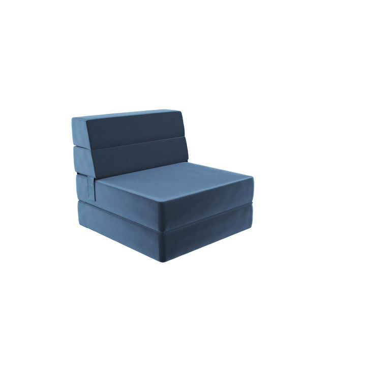 The Flower Modular Chair and Lounger Bed with 5-in-1 Design and Velour Fabric - Indigo Blue Velour