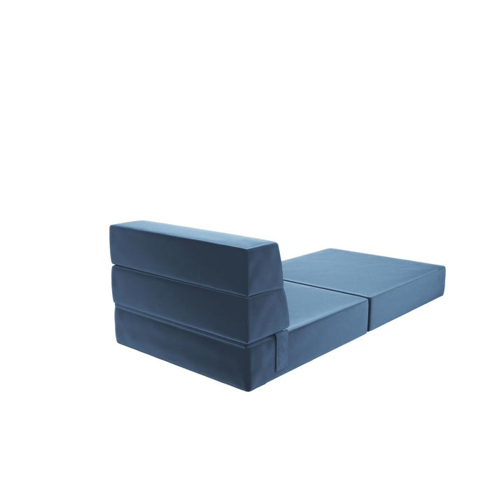The Flower Modular Chair and Lounger Bed with 5-in-1 Design and Velour Fabric - Indigo Blue Velour