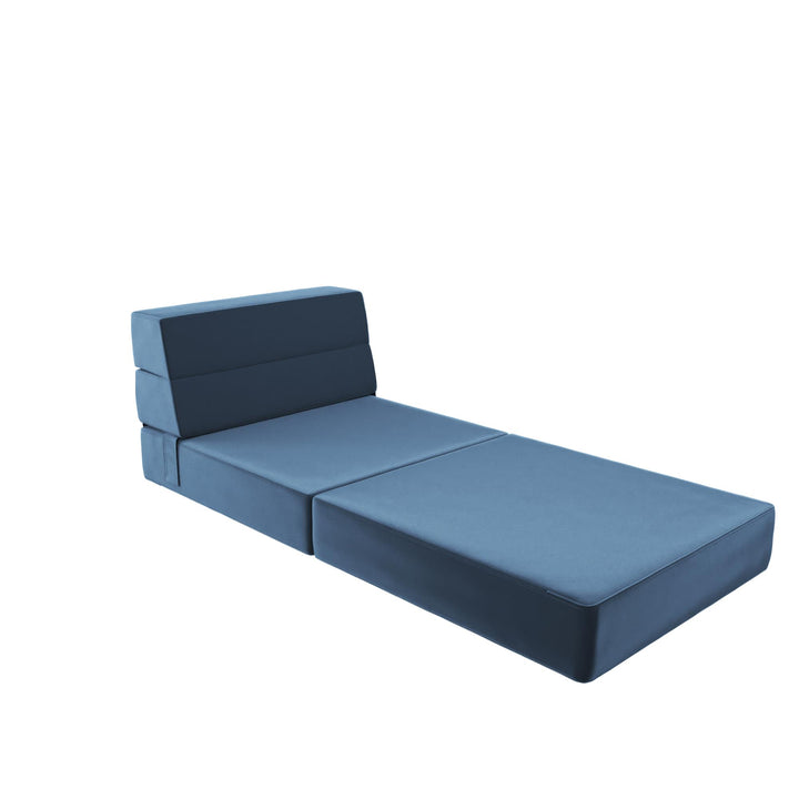 The Flower Modular Chair and Lounger Bed with 5-in-1 Design and Velour Fabric - Indigo Blue Velour