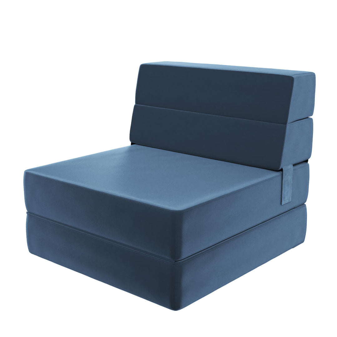 The Flower Modular Chair and Lounger Bed with 5-in-1 Design and Velour Fabric - Indigo Blue Velour