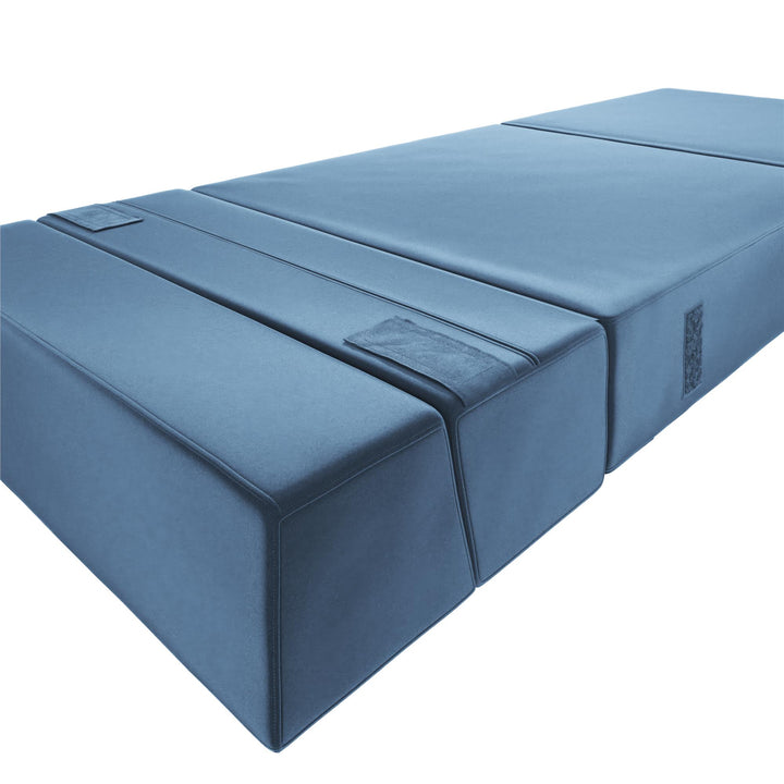 The Flower Modular Chair and Lounger Bed with 5-in-1 Design and Velour Fabric - Indigo Blue Velour