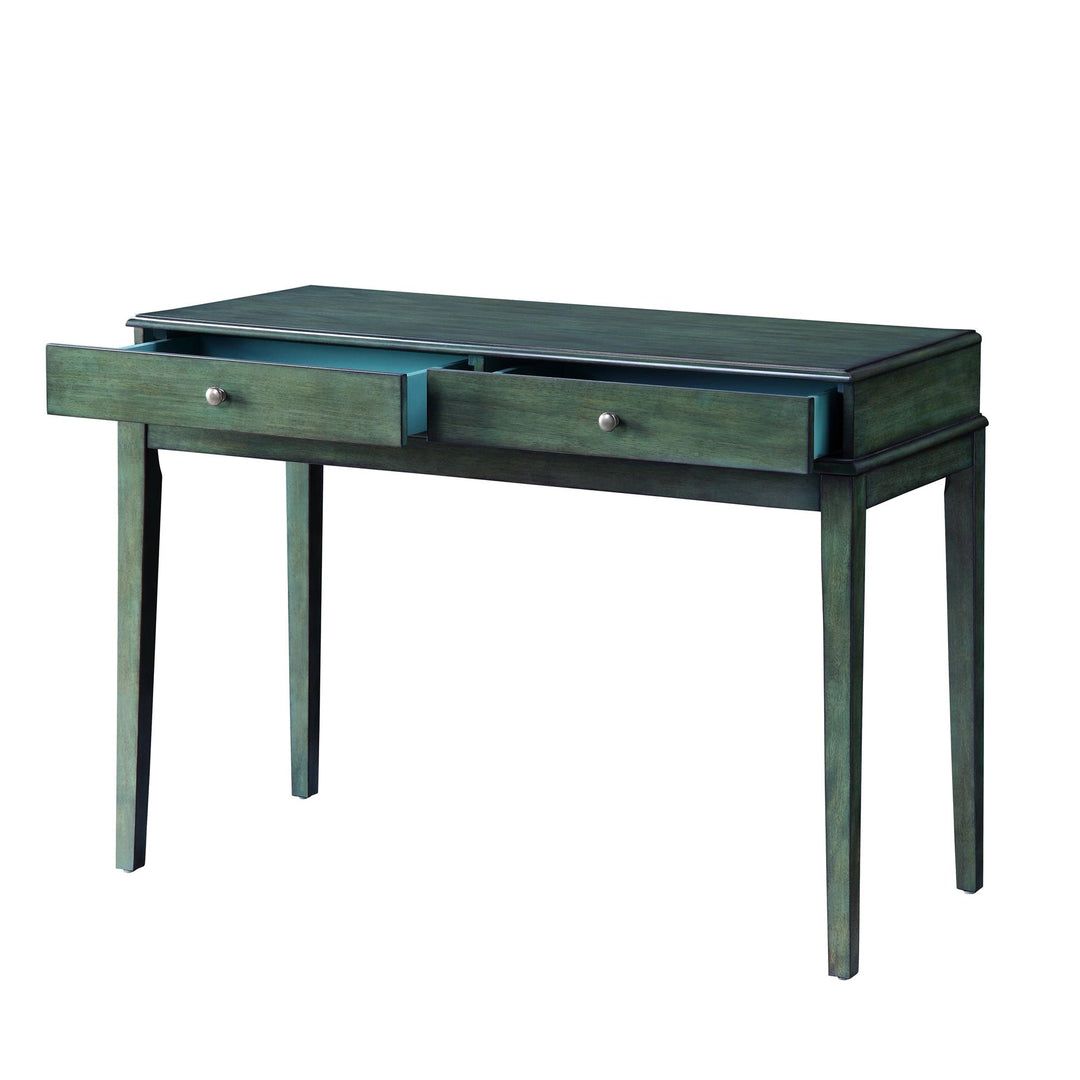 vintage Rectangular Console Table with 2 drawers - Green