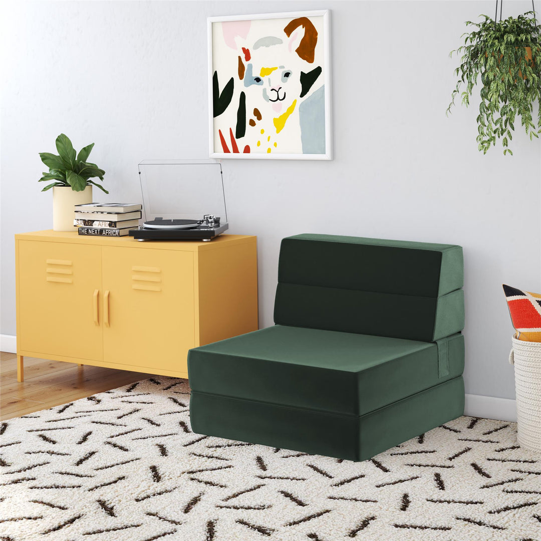 The Flower Modular Chair and Lounger Bed with 5-in-1 Design and Velour Fabric - Green Velour