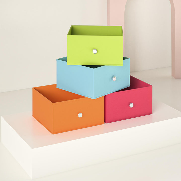 Compact Nightstand with 2 Fabric Bins -  Apple Green