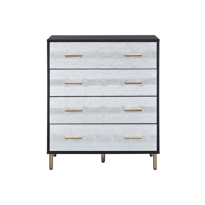 Myles 2-Tone 4 Drawer Chest with Gold Accents  -  Black