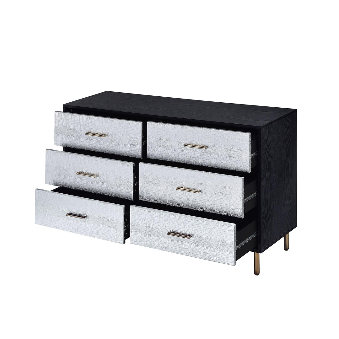Myles 4-drawer unit with luxurious gold touches -  Black
