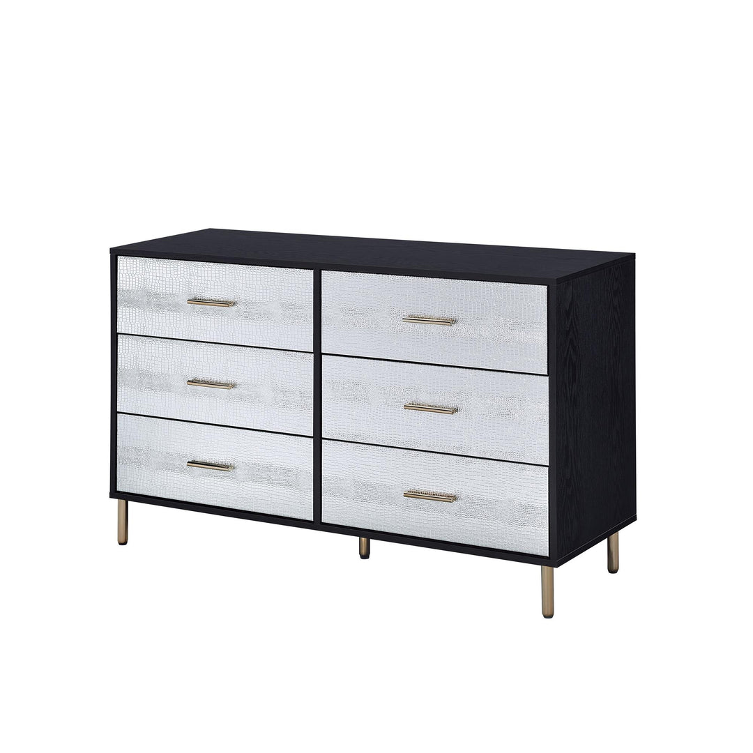Modern two-toned chest with golden features Myles -  Black