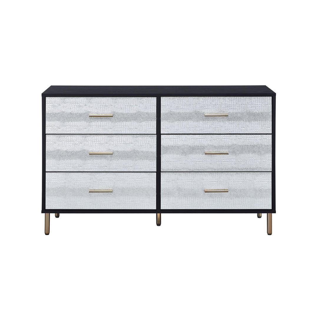 Myles dual-colored storage chest with gold embellishments -  Black
