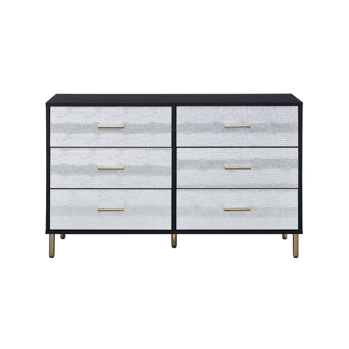Myles dual-colored storage chest with gold embellishments -  Black