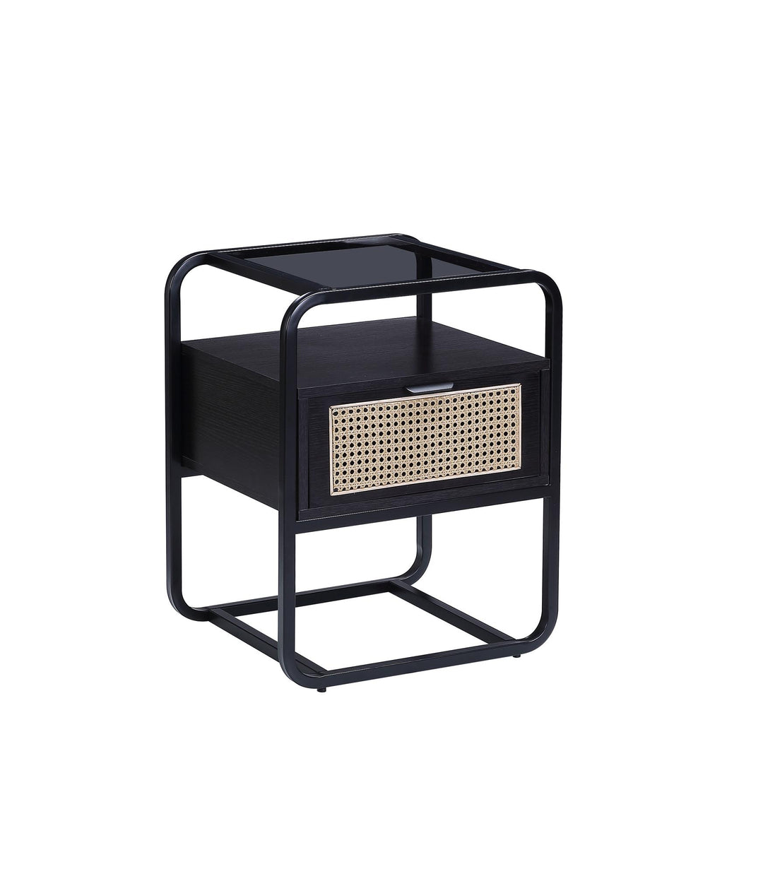 Colson table with metal frame and open storage -  Black