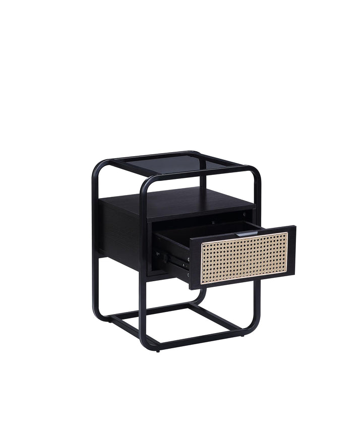 Industrial styled accent table with shelf Colson -  Black