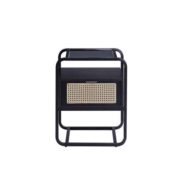 Colson Metal Accent Table with Open Shelf  -  Black