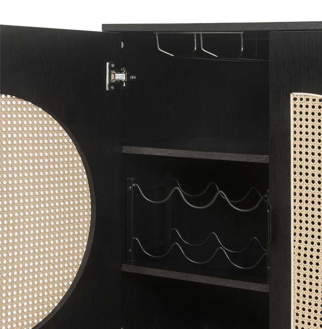 Colson elegant wine cabinet with door inserts -  Black