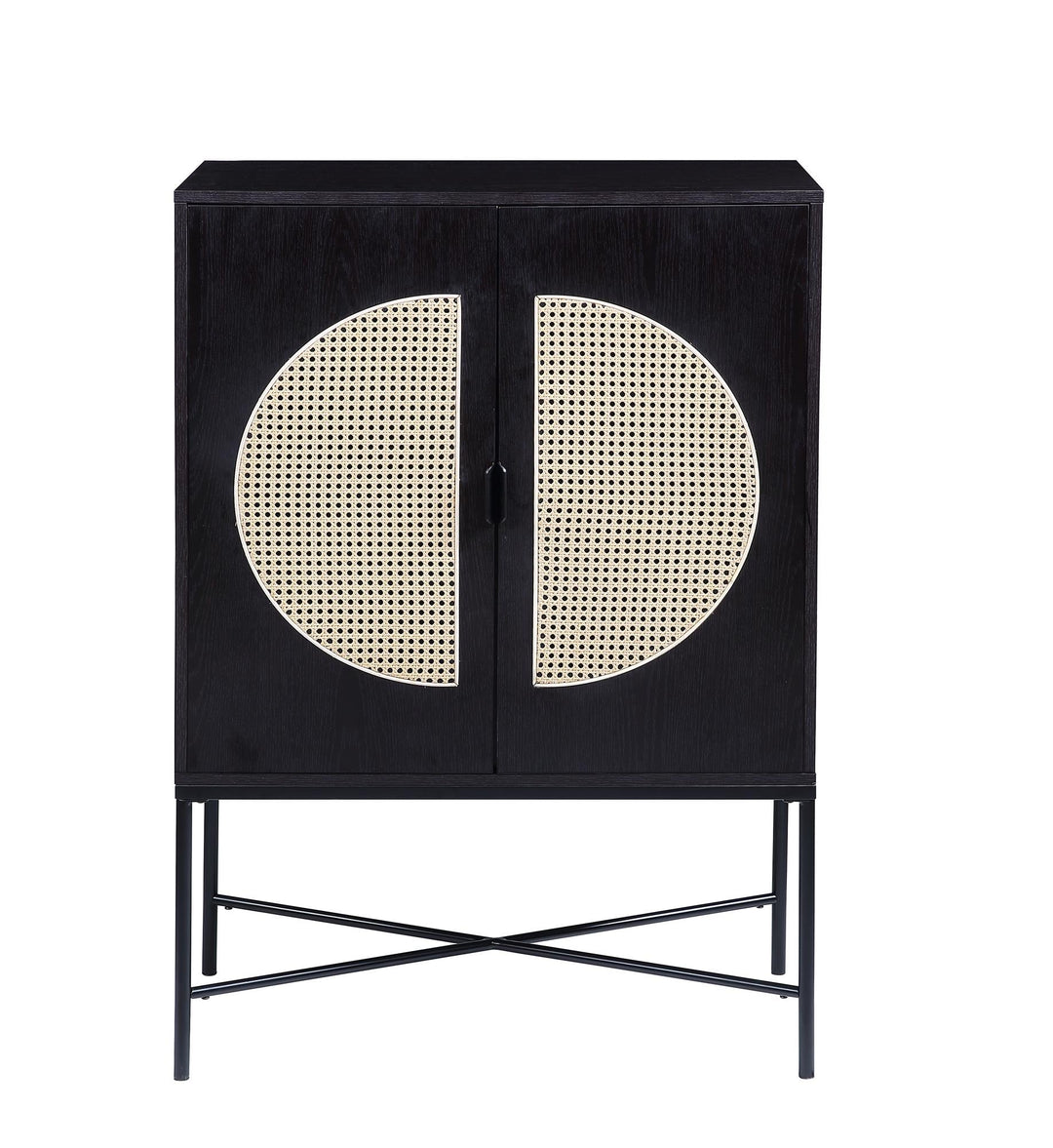 Colson Wine Cabinet with Rattan Door Inserts  -  Black