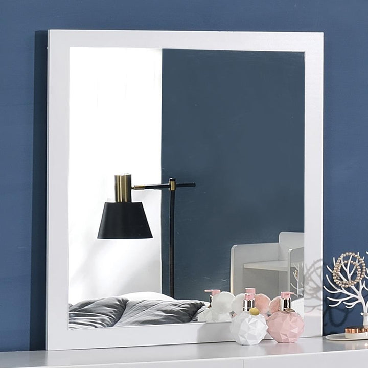Rectangular Framed Mirror - White