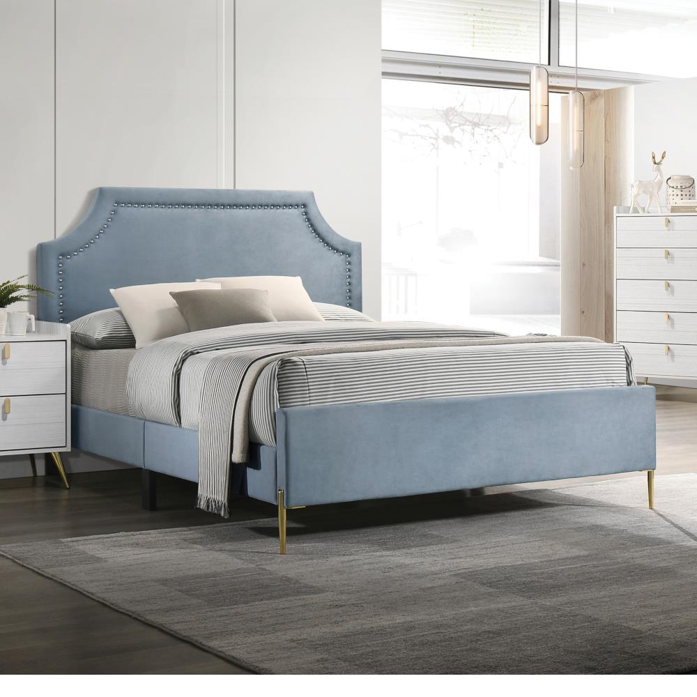 Aesthetic bed with headboard - Light Blue - King