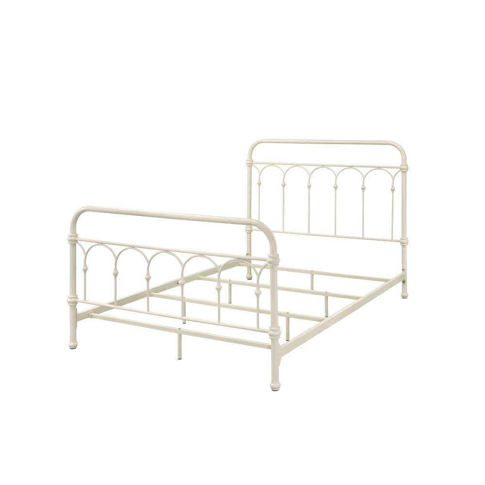 Citron Full Bed with Curved Metal Headboard - White
