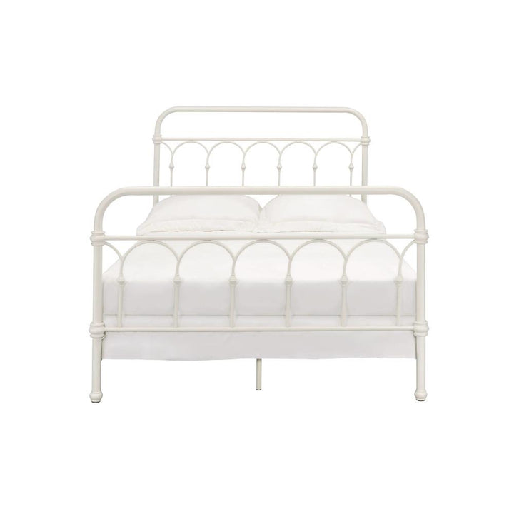 Metal Full Bed with 4 slats - White
