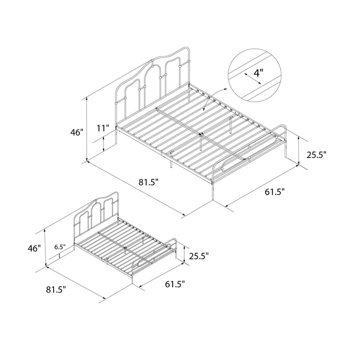 Primrose Vintage Style Metal Bed with Headboard and Footboard - White - Queen
