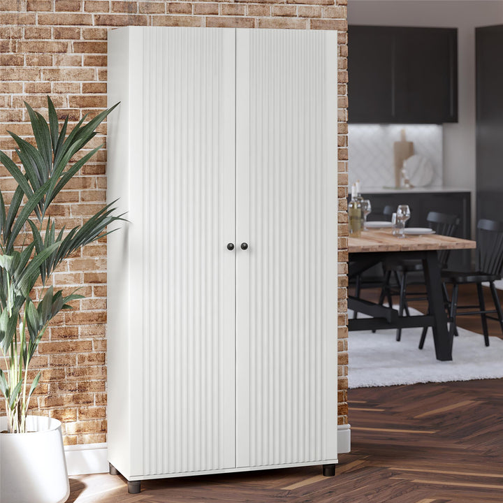 Kendall Fluted 36 Inch Wide 2 Door Storage Cabinet - White