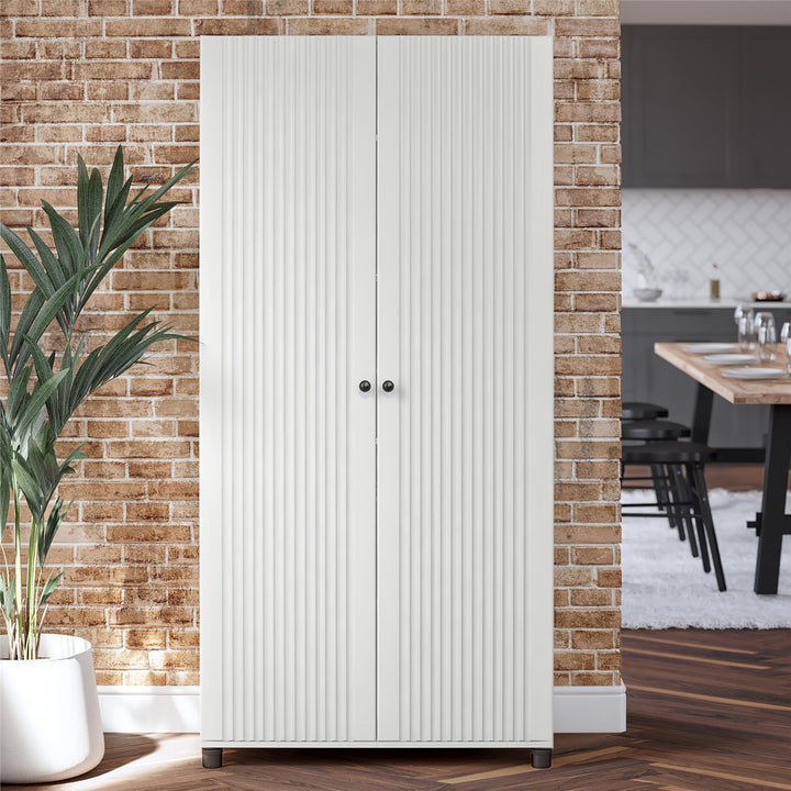 Kendall Fluted 36 Inch Wide 2 Door Storage Cabinet - White