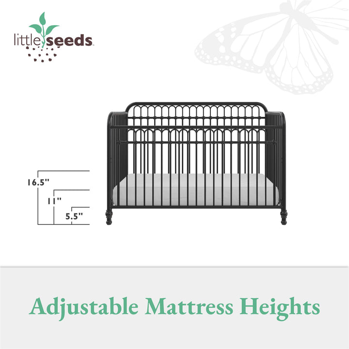 Little Seeds Raven 3-in-1 Metal Crib with Rounded Edges - Black