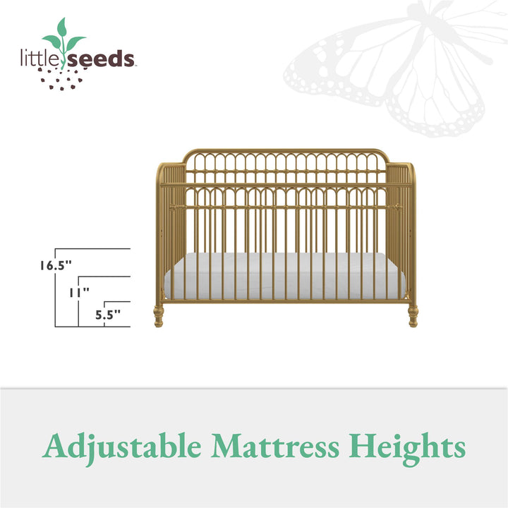 Little Seeds Raven 3-in-1 Metal Crib with Rounded Edges - Gold