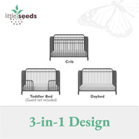 Little Seeds Raven 3-in-1 Metal Crib with Rounded Edges