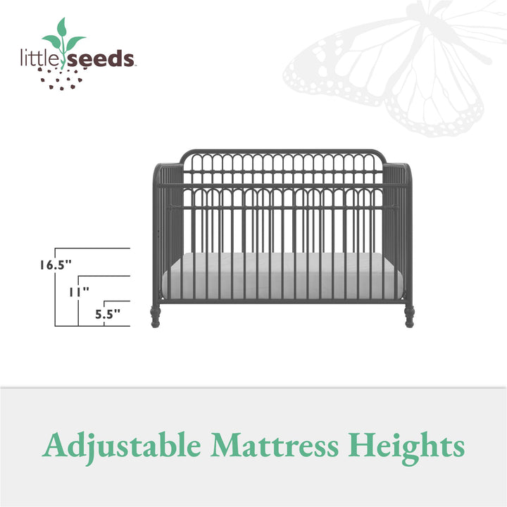 3-in-1 Metal Crib for Babies -  Gray