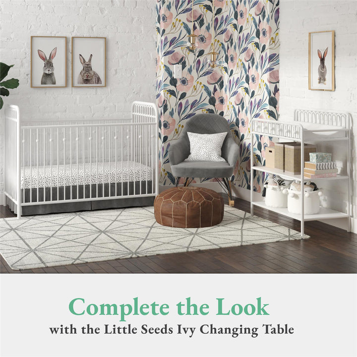 Metal Crib with 3 Different Height Adjustments -  White