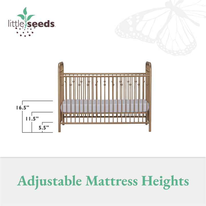 Adjustable Height Metal Crib -  Gold