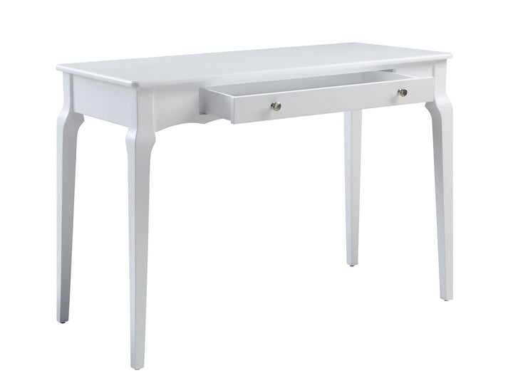 Console Table with Center Drawer with two round knobs - White