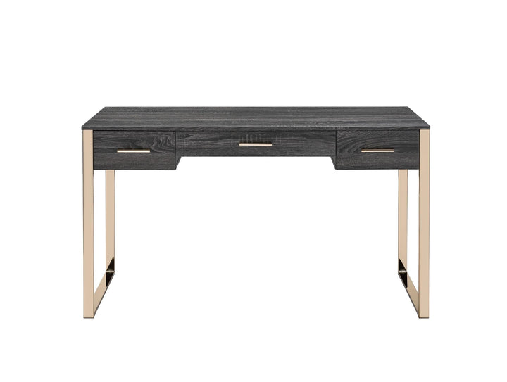 Perle USB Vanity Desk with 3 Storage Drawers - Champagne Gold