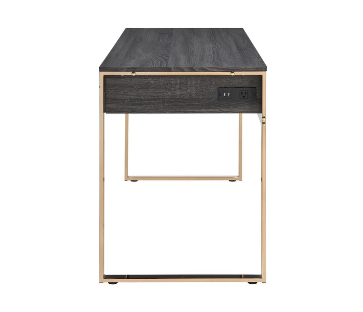 Wood top 3 drawers vanity desk with USB - Champagne Gold