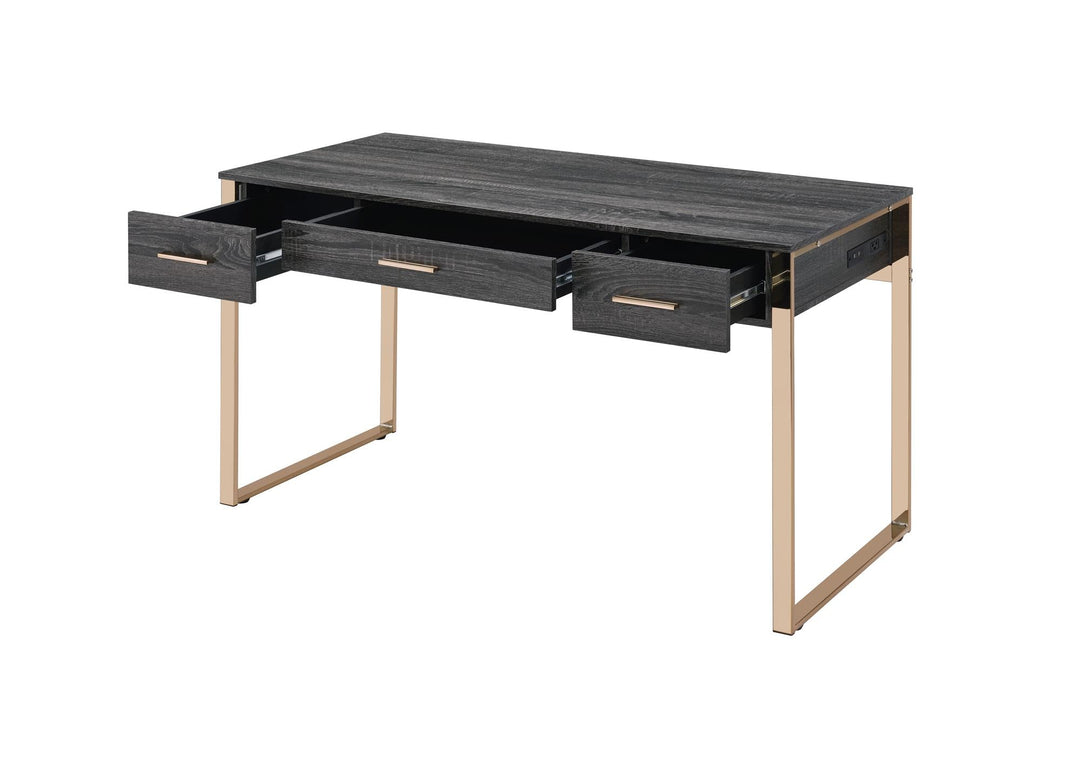 Contemporary metal base vanity desk - Champagne Gold