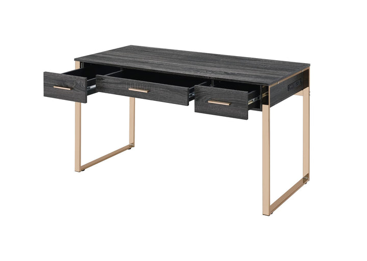 Contemporary metal base vanity desk - Champagne Gold