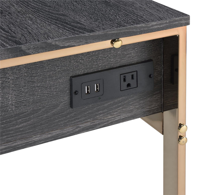 Gold accent base 3 drawers vanity desk - Champagne Gold