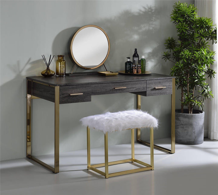 3 drawers vanity desk - Champagne Gold