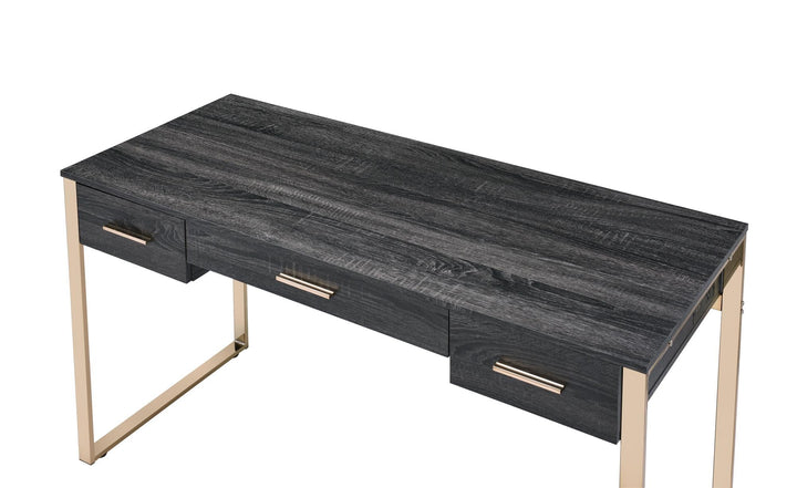 3 drawers writing desk with USB - Champagne Gold