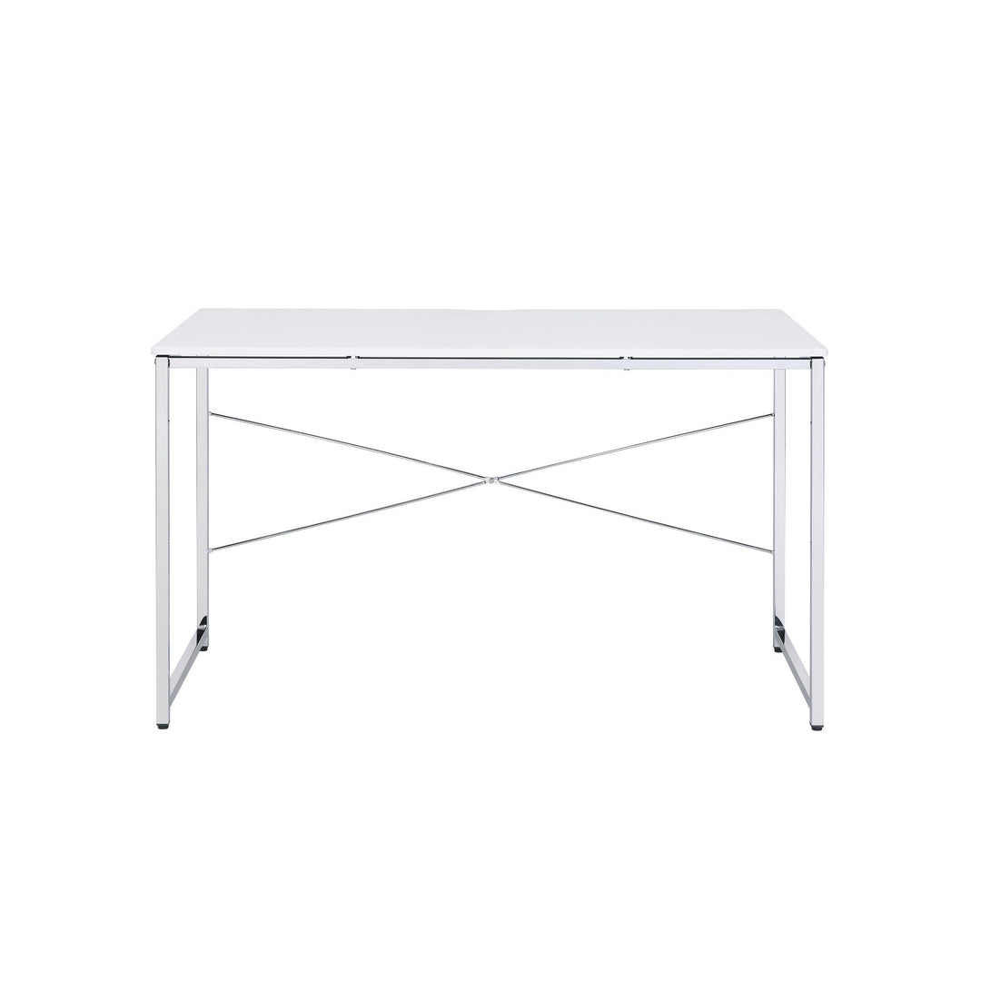 Tennos Vanity Desk with Metal X-Shape Cross Bar - White