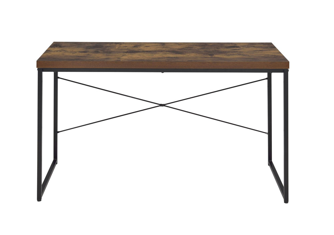 Bob Industrial Console Table with Wooden Top and Metal Legs - Weathered Oak