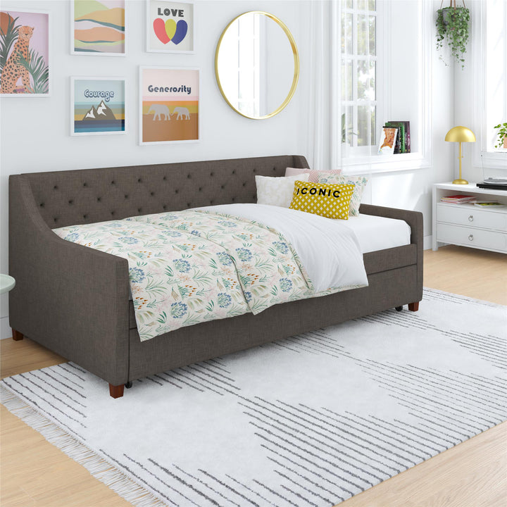 Her Majesty Daybed and Trundle - Grey Linen - Twin